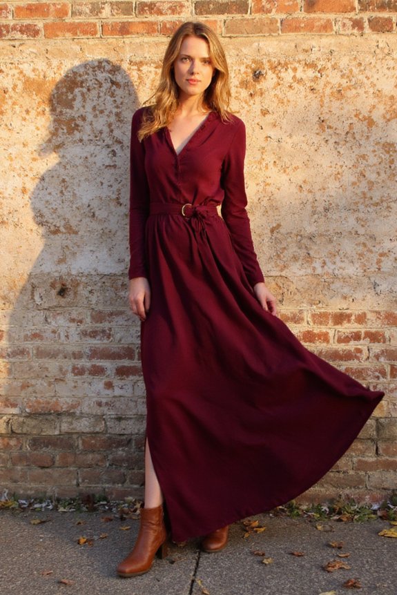 elegant burgundy maxi outfit