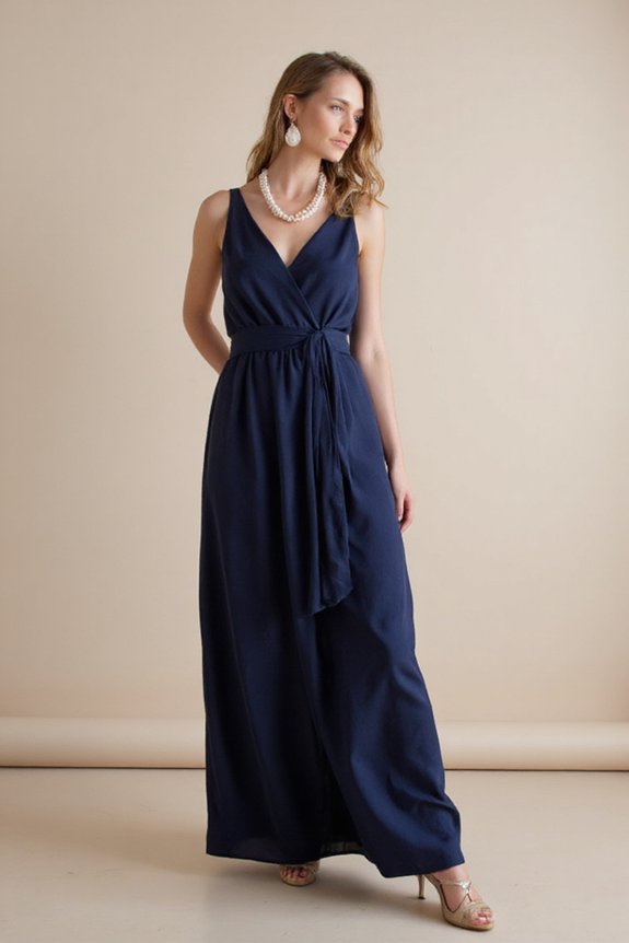 elegant navy silk maxi