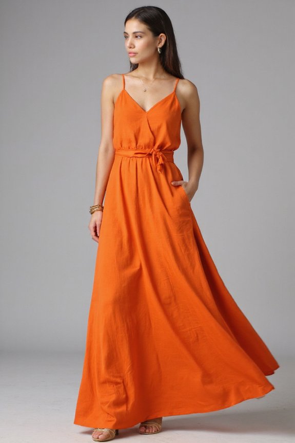 elegant orange maxi dress