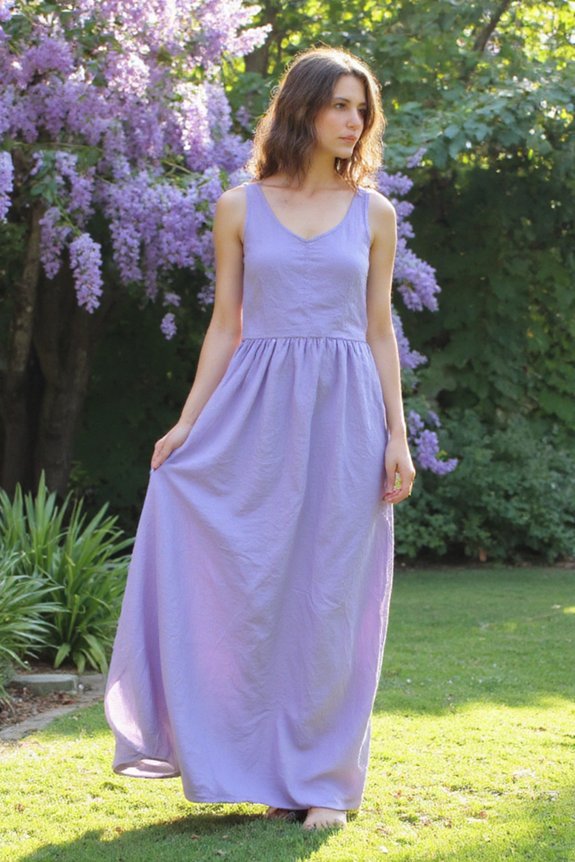 elegant sleeveless lavender dress