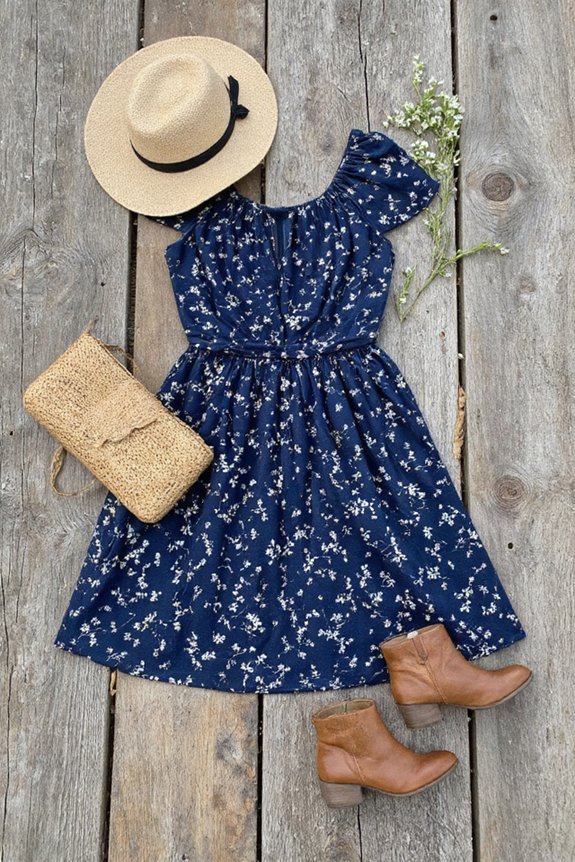 navy floral dress ensemble