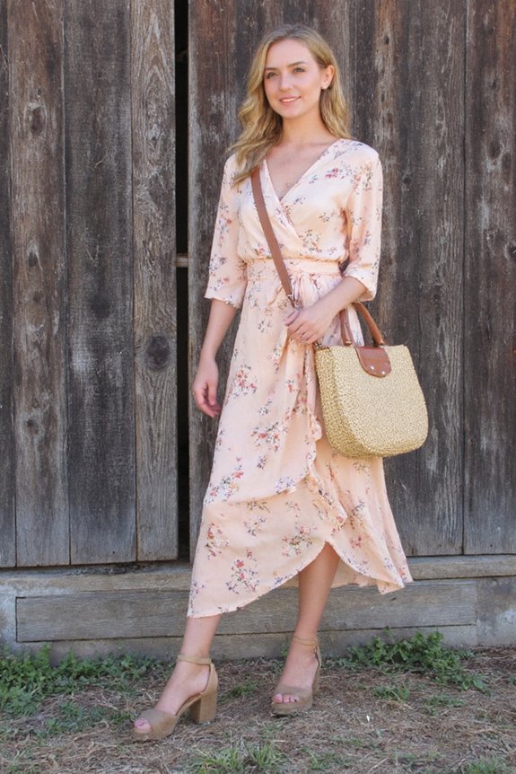 peach floral dress elegance