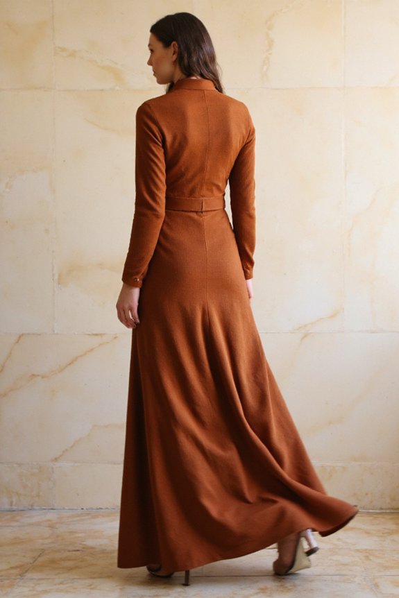 rust wool maxi elegance