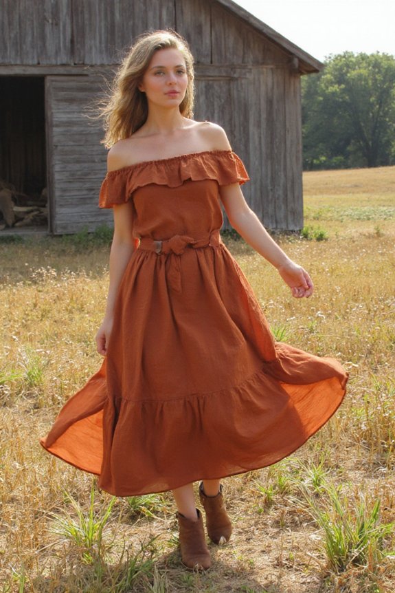 terracotta off shoulder elegance