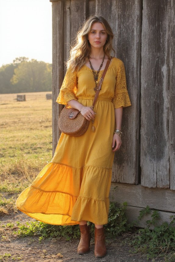 vibrant mustard yellow boho