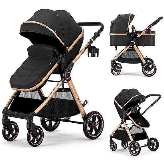 2 in 1 Baby Stroller Convertible Bassinet Pushchair